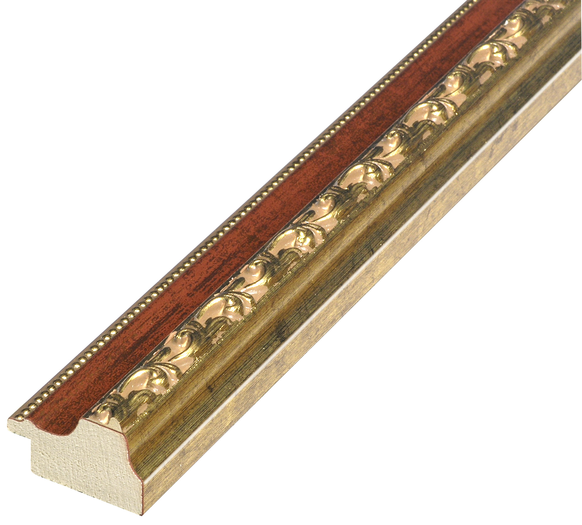 Baguette pin jointé larg.32mm - rouge, décorations en relief