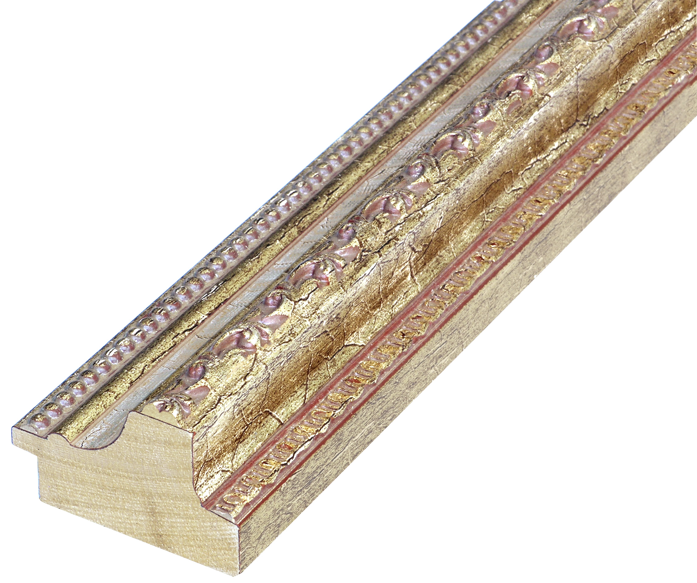 Baguette pin jointé, largeur 53mm, hauteur 35 - Or, bande argent