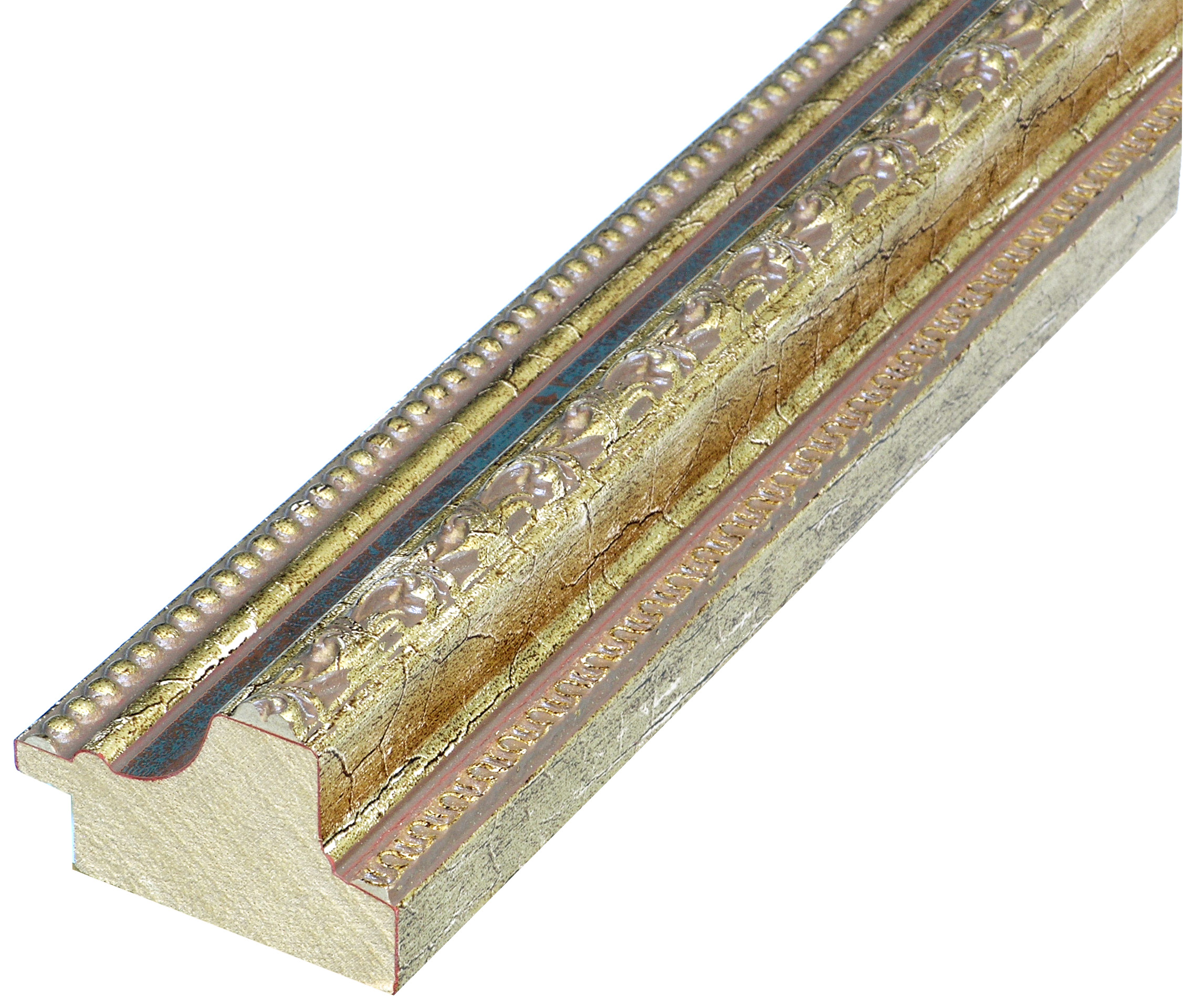 Baguette pin jointé, largeur 53mm, hauteur 35 - Or avec décorations