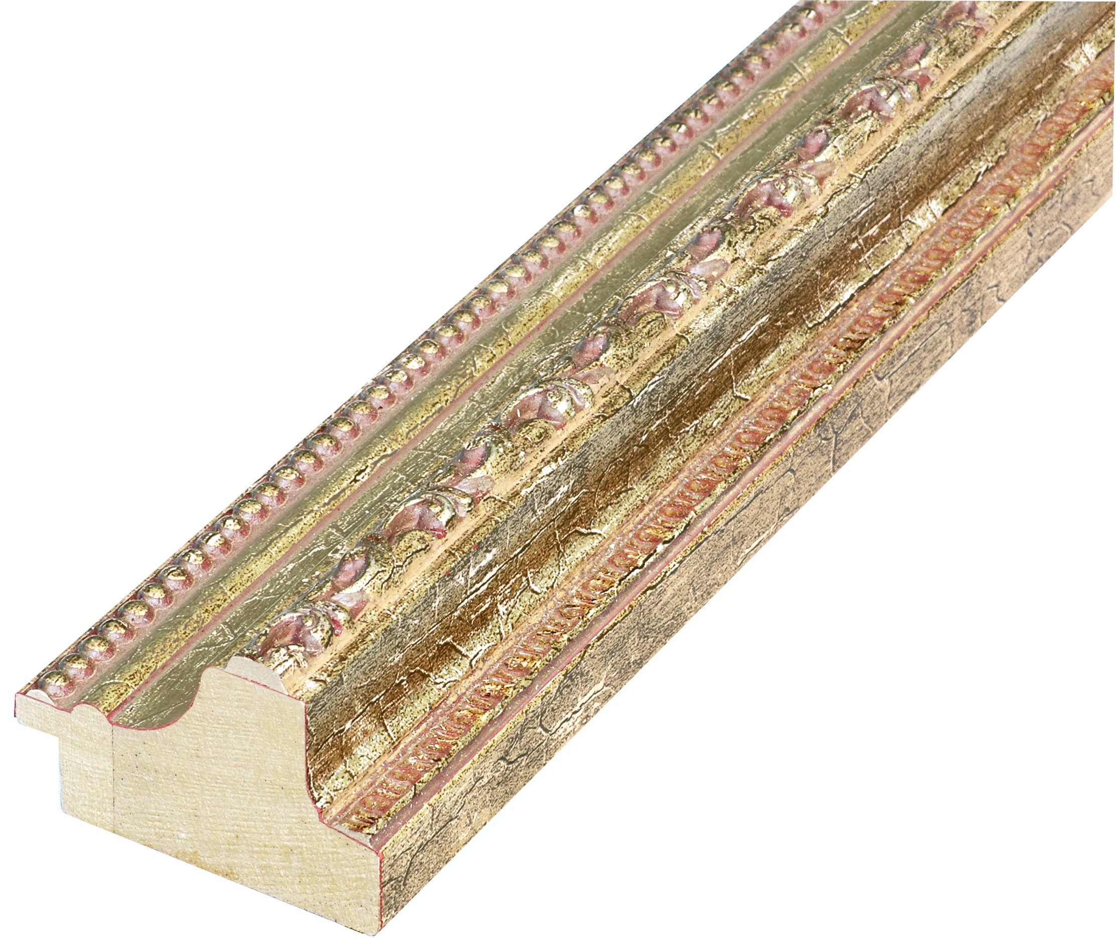 Baguette pin jointé, larg.53mm, haut.35mm - or, avec décorations